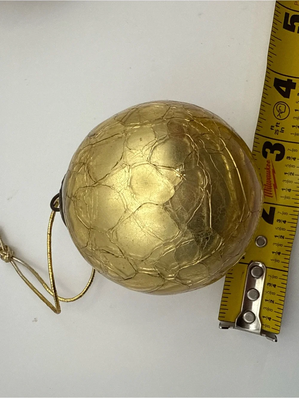 Set of 4 Vintage Metallic Gold & Silver Ornaments, Kugel Style, mercury glass